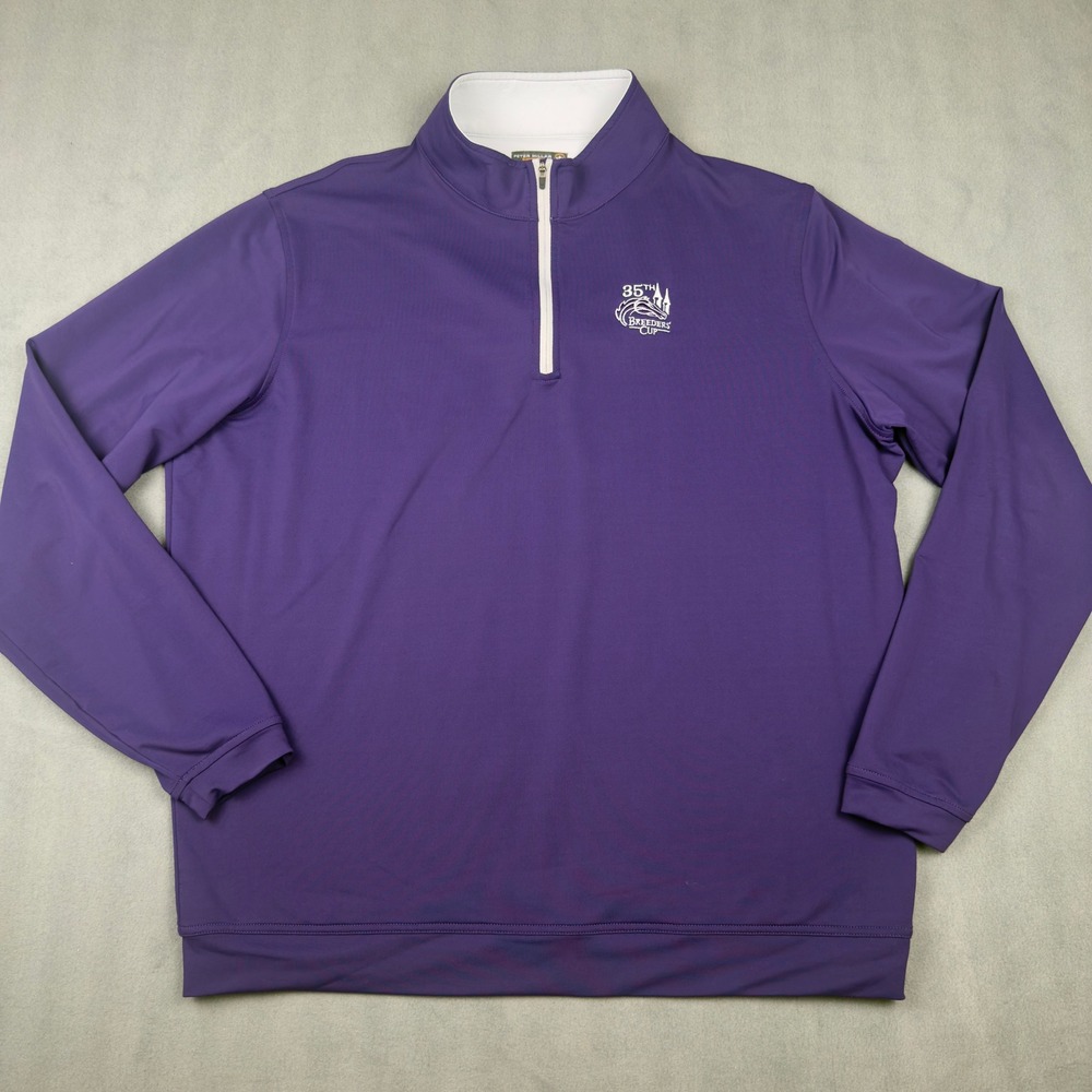 Peter Millar Summer Comfort Mens XL Purple 35th Breeders Cup 1/4 Zip